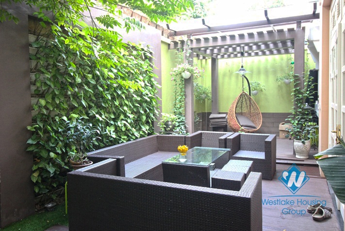 Beautiful house with large garden around for rent in Ciputra area, Tay Ho, Ha Noi